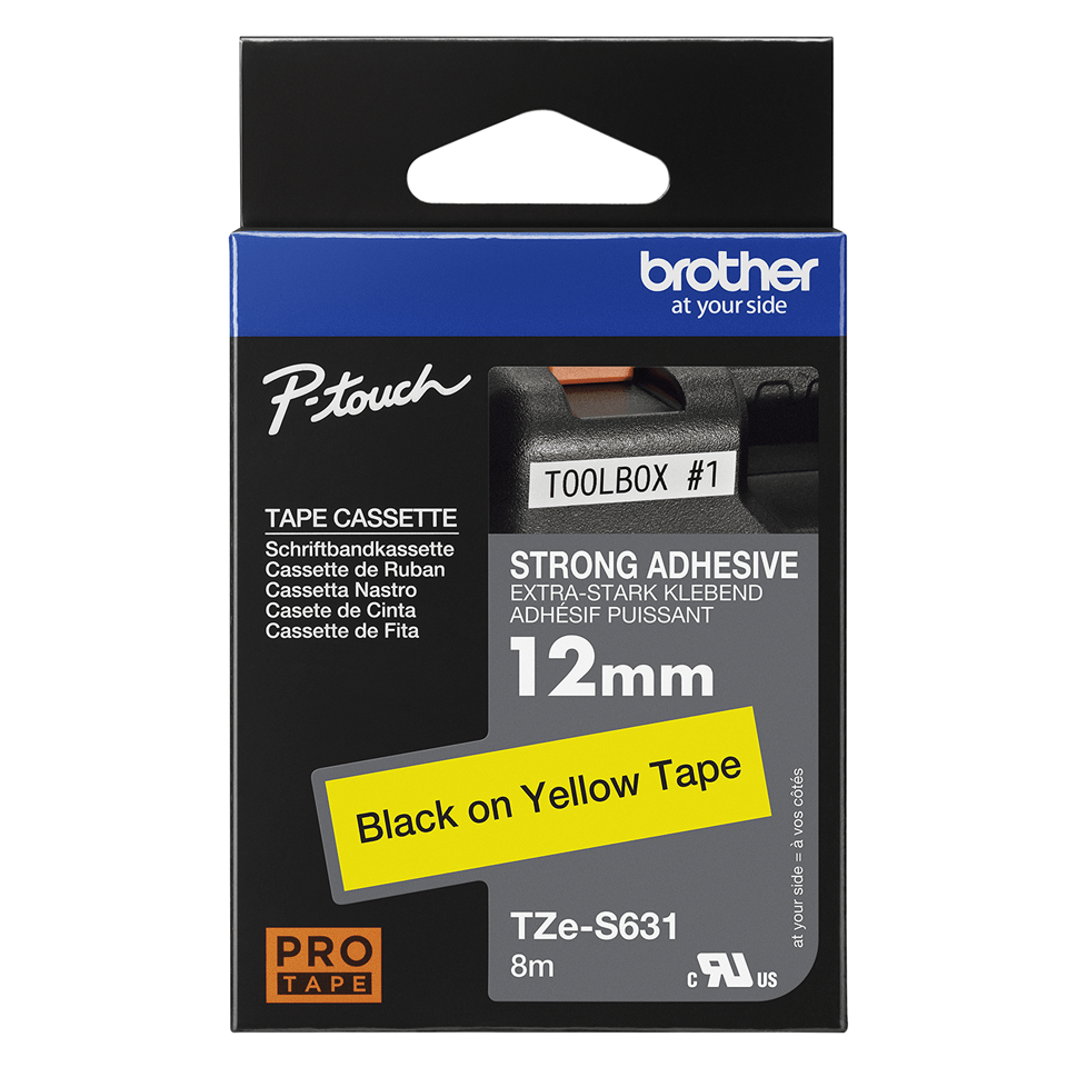 Eredeti Brother TZe-S631 P-touch sárga alapon fekete, 12mm széles 3